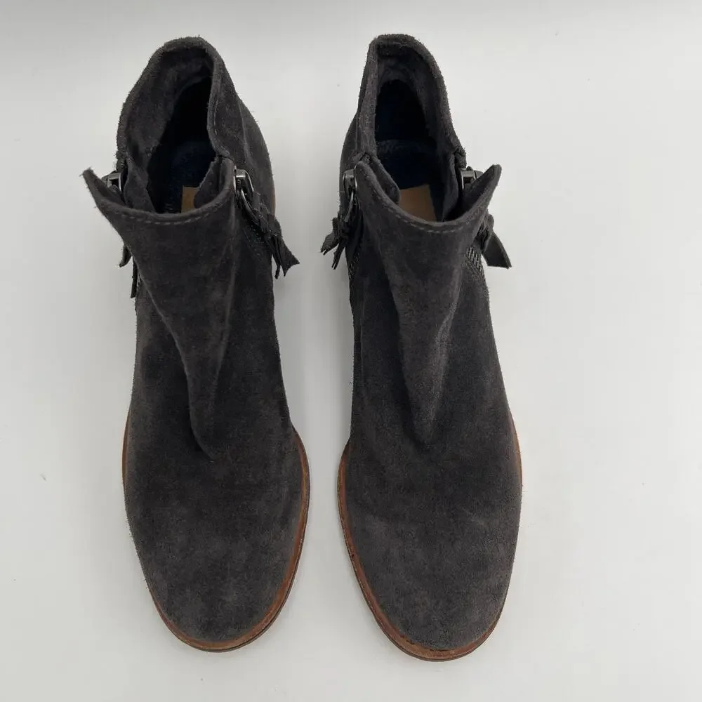 Dolce Vita Sutton Ankle Bootie Womens 8 Gray Suede Leather Dual Side Zip Shoe